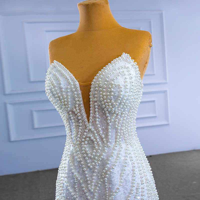 Romantic Pearl-Encrusted A-Line Wedding Gown Mermaid Dress Luxurious Weddings