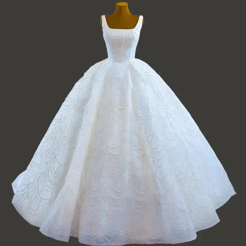 Sleeveless Sequin Ball Gown Applique Beaded Wedding Dress Wedding Dress Luxurious Weddings