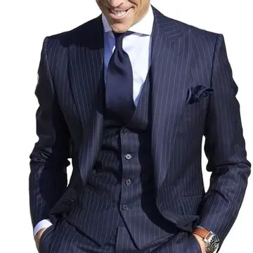2PC/3PC Mens Suit with Pants Striped Men's Suit Luxurious Weddings