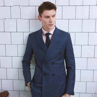 Plaid Double-Breasted Peak Lapel Men’s Suit Luxurious Weddings