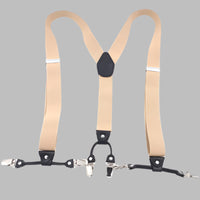Ivory - 6-Clip Black Leather Suspenders for Men Suspenders Luxurious Weddings