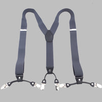 Dark Grey - 6-Clip Black Leather Suspenders for Men Suspenders Luxurious Weddings