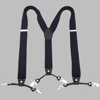 black - 6-Clip Black Leather Suspenders for Men Suspenders Luxurious Weddings