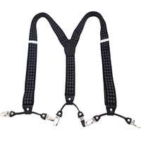 WHITE - 6-Clip Black Leather Suspenders for Men Suspenders Luxurious Weddings