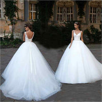 Enchanting Elegance: Backless Appliqué Bridal Gown A line Dress Luxurious Weddings