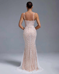 Elegant Full Beading V-Neck Wedding Gown Evening Dress Luxurious Weddings