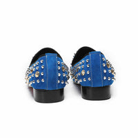 Men's Rivet Spike Luxury Loafers | Blue Loafers Luxurious Weddings