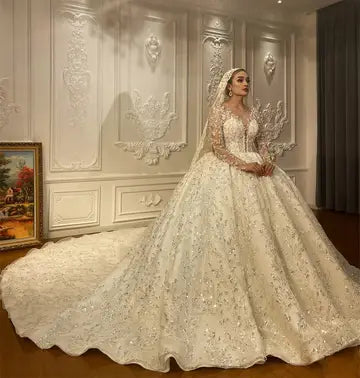 Vintage Luxury Embroidery Bridal Wedding Dress Luxurious Weddings