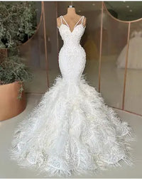 High quality New style trim long sleeve trailing plus size mermaid wedding dress Luxurious Weddings