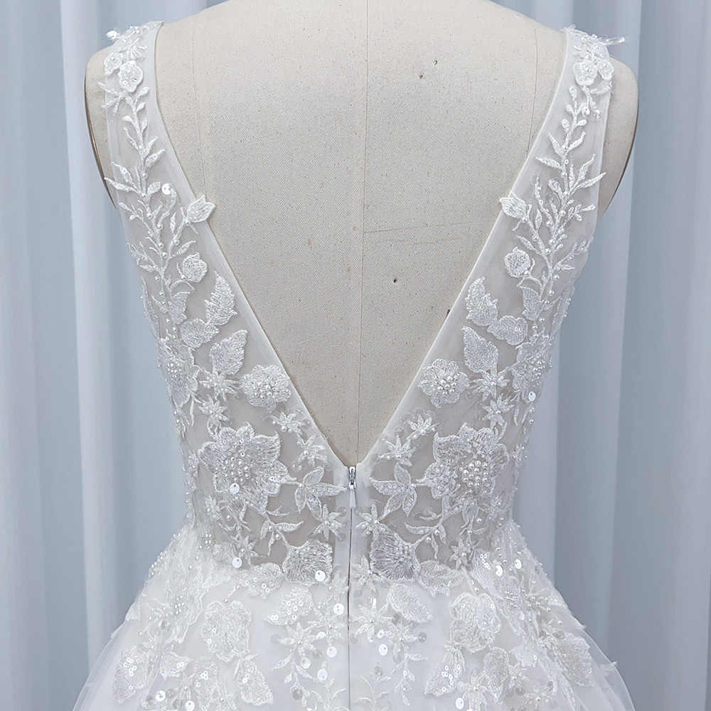 Bohemian Lace Sequin Wedding Dress