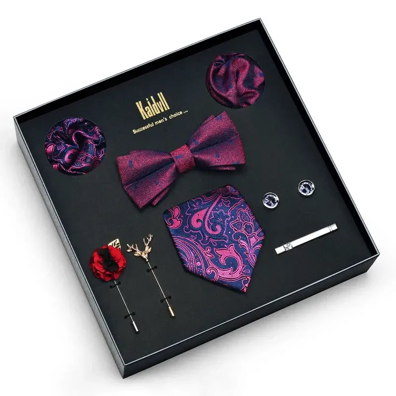 Men's Paisley Ties and Pocket Squares Premium Gift Set Box Luxurious Weddings