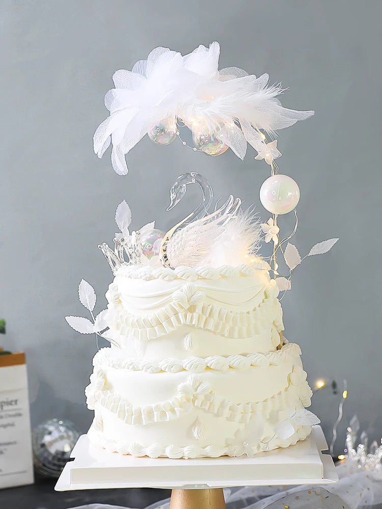 Crystal Swan Cake Topper CAKE TOPPERS Luxurious Weddings