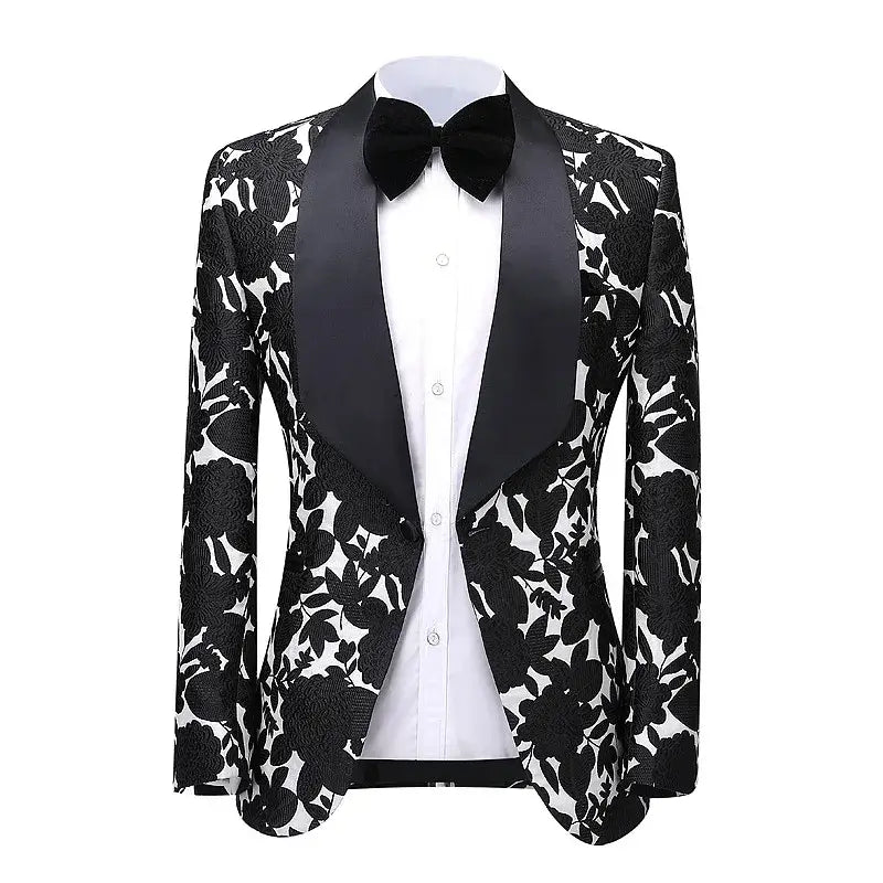 2pc Black & White Suit Men's Suit Luxurious Weddings