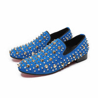 Men's Rivet Spike Luxury Loafers | Blue Loafers Luxurious Weddings