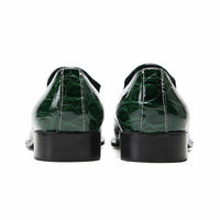 Men's Hombre Crocodile Skin Leather Oxford Shoes | Green Oxford Shoes Luxurious Weddings