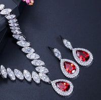 Clear Crystal and Cubic Zircon Necklace and Earrings Jewelry Set for Wedding Prom Bridesmaids or Mother of Bride Luxurious Weddings