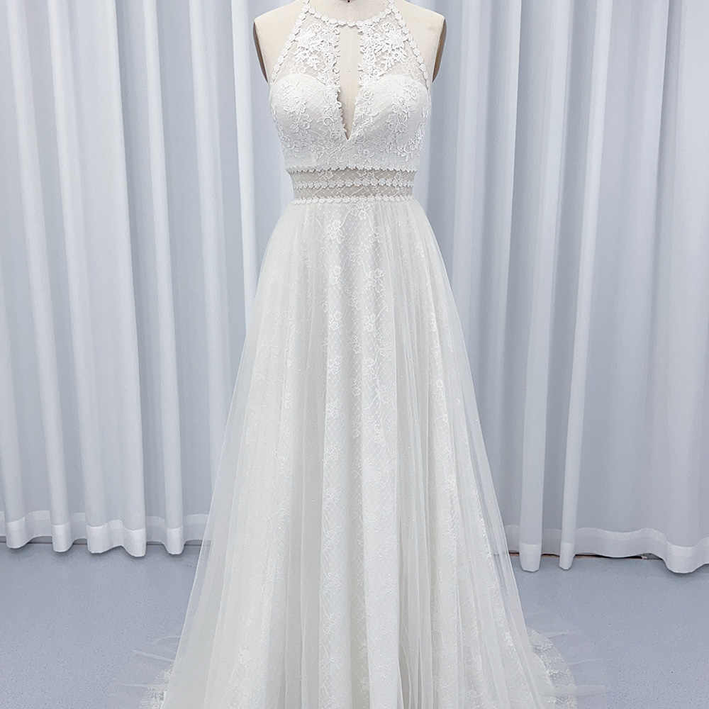 Boho Halter Sleeveless A-Line Wedding Dress Boho Wedding Dress Luxurious Weddings