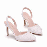 Pearl White Lace Wedding Shoes