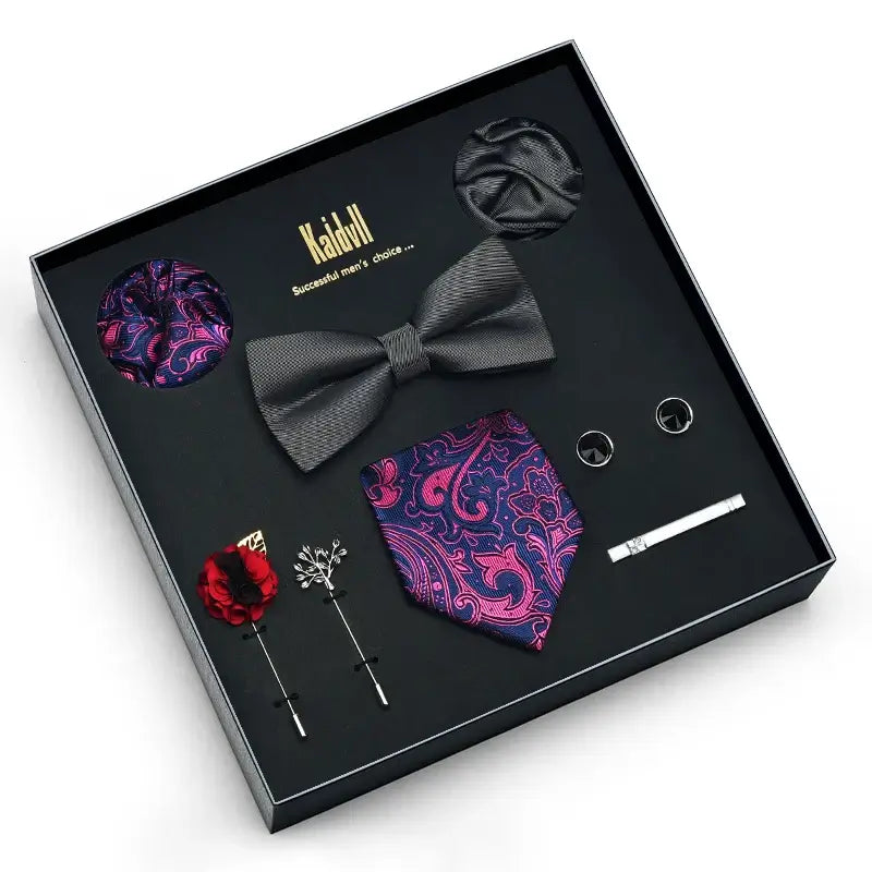 Men's Paisley Ties and Pocket Squares Premium Gift Set Box Luxurious Weddings