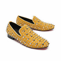 Men's Rivet Spike Luxury Loafers | Yellow Loafers Luxurious Weddings