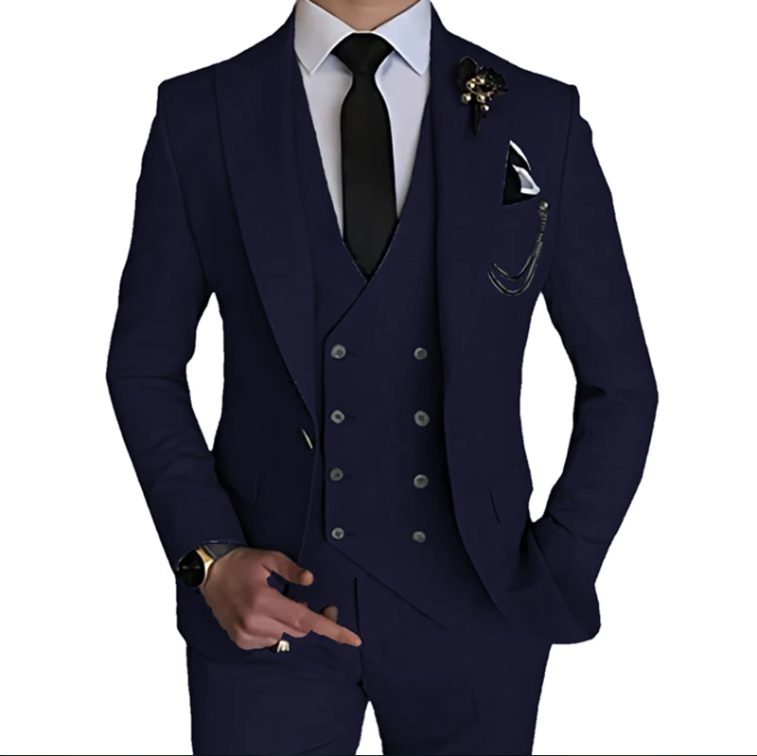 Black Men's Solid 3pc Color Suit Men's Suit Luxurious Weddings