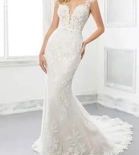 Boho Backless Lace Mermaid Wedding Gown with Removable Skirt A-Line Chapel Train Luxurious Weddings