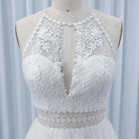 Boho Halter Sleeveless A-Line Wedding Dress Boho Wedding Dress Luxurious Weddings