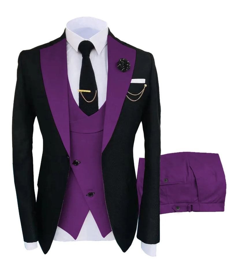 Groomsmen 3pc Regular Fit Tuxedo | Purple tuxedo Luxurious Weddings