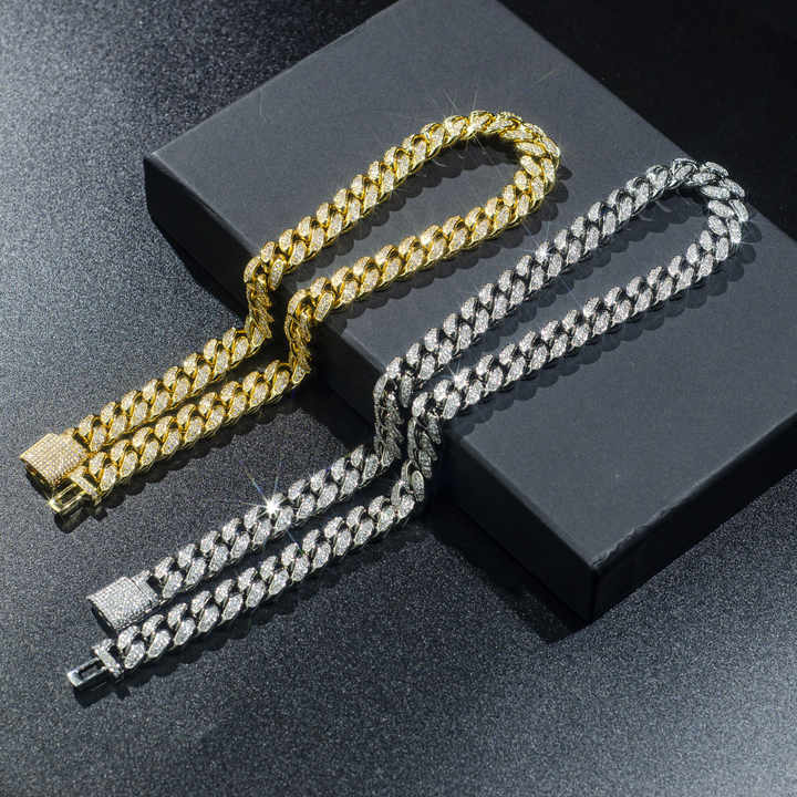 14MM VVS Diamond Cuban Chain Mens Necklace Luxurious Weddings
