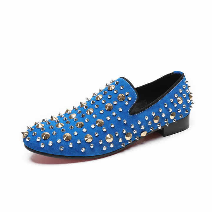 Men's Rivet Spike Luxury Loafers | Blue Loafers Luxurious Weddings