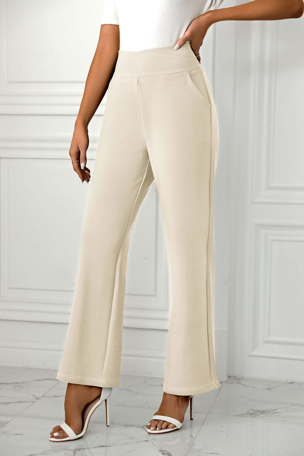 High Waist Straight Leg Pants Pants Luxurious Weddings