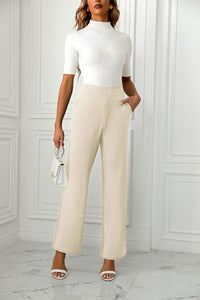 High Waist Straight Leg Pants Pants Luxurious Weddings