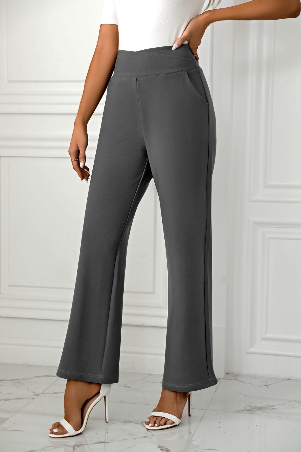 High Waist Straight Leg Pants Pants Luxurious Weddings