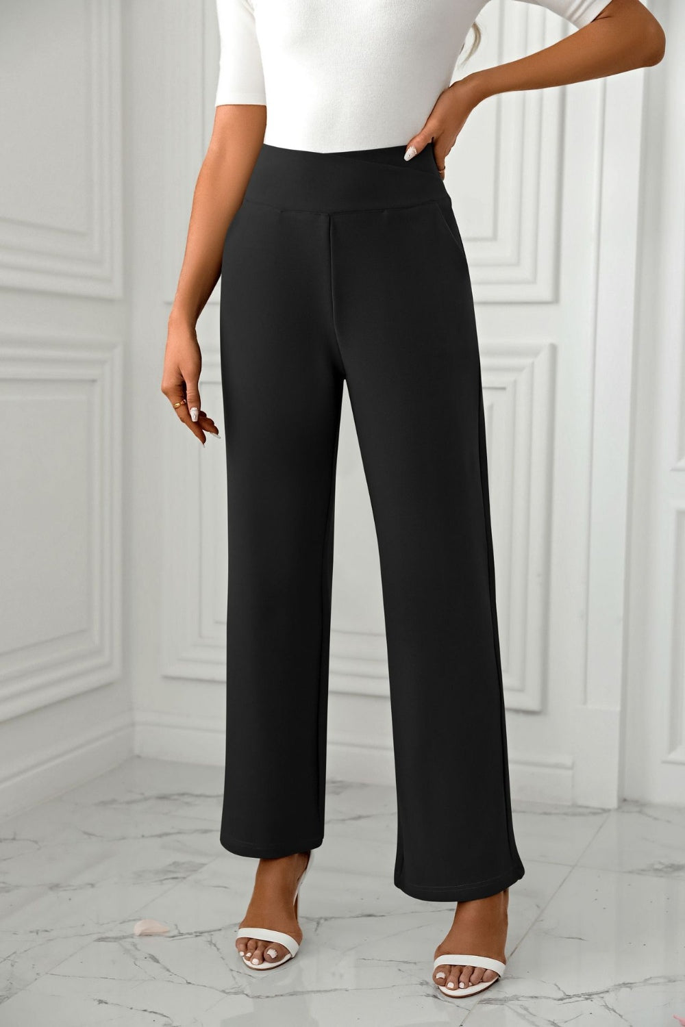 High Waist Straight Leg Pants Pants Luxurious Weddings