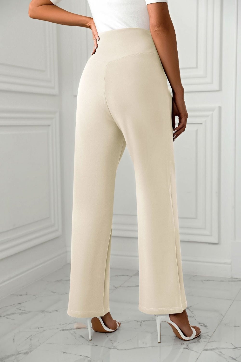 High Waist Straight Leg Pants Pants Luxurious Weddings