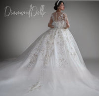 Classic Scoop Neck Long Sleeve Ball Gown Wedding Dress Luxurious Weddings