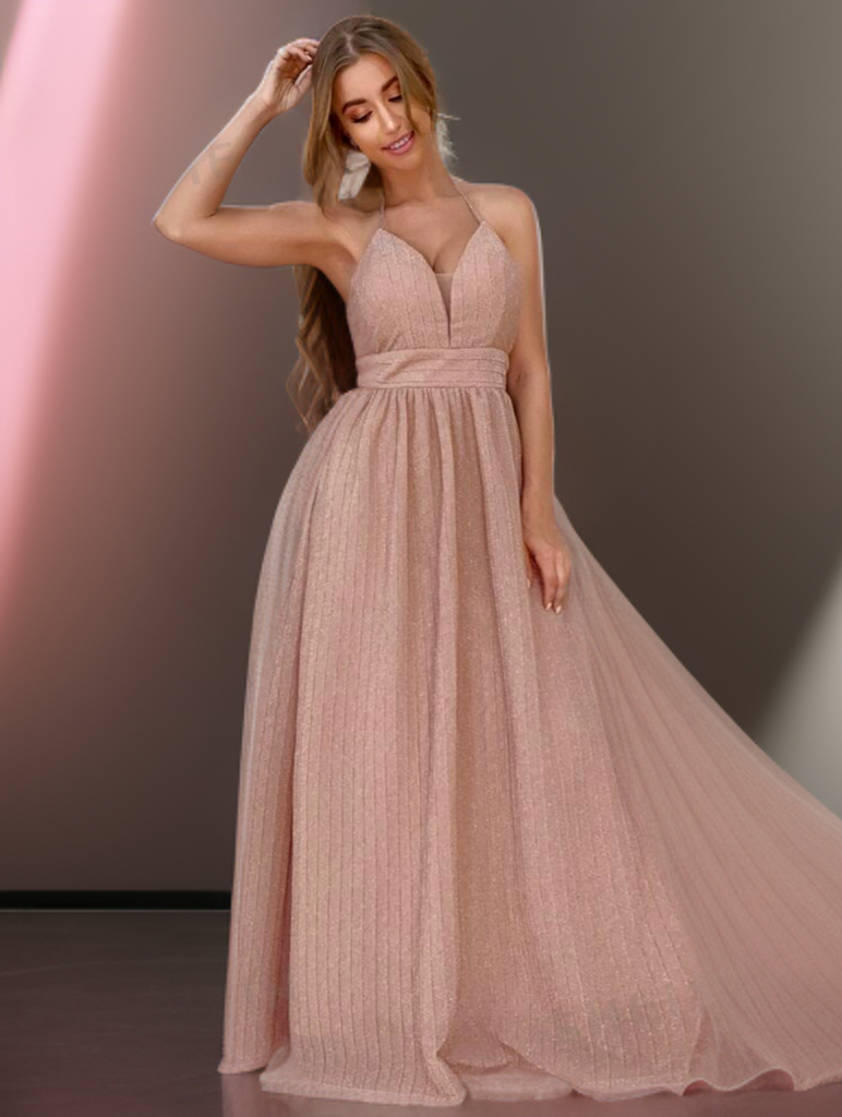 Halter neck Backless Gown Bridesmaid Dresses Luxurious Weddings