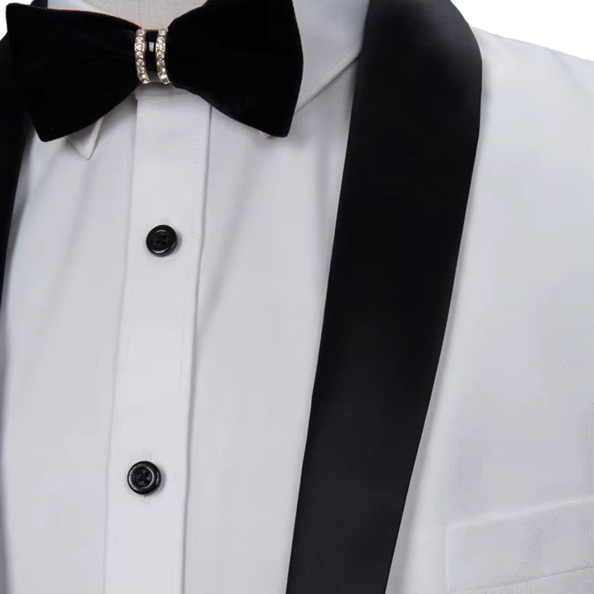 Men’s White Tuxedo with Black Lapel