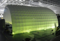 a large inflatable object is being worked on