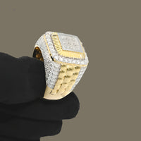 925 Sterling Silver Gold-Plated Finger Band Mens ring Luxurious Weddings