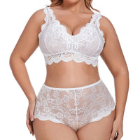 Lace Flower Women Plus Size Underwear Outfit Sexy Push Up 2 Piece Lingerie Set High Waist Ruffle 2024 Porn Lenceria Sexual Mujer Lingerie Set