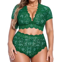 Lace Flower Women Plus Size Underwear Outfit Sexy Push Up 2 Piece Lingerie Set High Waist Ruffle 2024 Porn Lenceria Sexual Mujer Lingerie Set