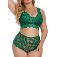 Lace Flower Women Plus Size Underwear Outfit Sexy Push Up 2 Piece Lingerie Set High Waist Ruffle 2024 Porn Lenceria Sexual Mujer Lingerie Set