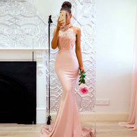 Sleeveless Halter Dress Lace Banquet Evening Dress banquet dress Luxurious Weddings