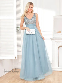 Luxury Blue Sequin Evening Dress 2024 Formal Sequin Dress Luxurious Weddings