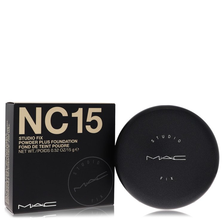 Mac Studio Fix Powder Plus Foundation NC15 fair beige with SPF15 Protection by Mac 15 ml packaging and powder.