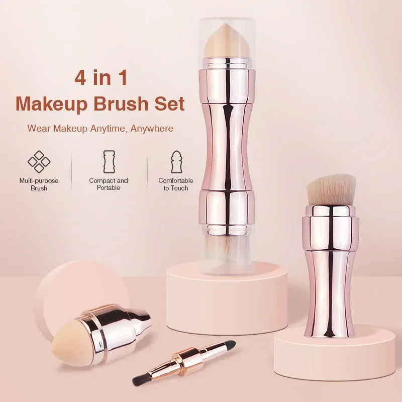 Makeup Brush Mini 4 in 1 Kit for Travel Makeup Brushes Luxurious Weddings
