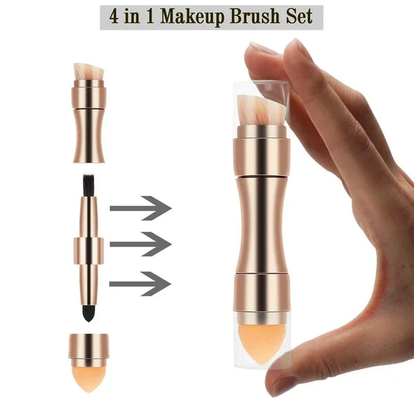 Makeup Brush Mini 4 in 1 Kit for Travel Cosmetic Applicator Foundation Spong Brush Concealer Professional Beauty Make Up Tools Makeup Brushes