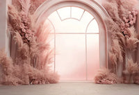Pink Wedding Floral Backdrops Photography Bohemia Pampas Grass Birthday Decor Photo Background photo backdrop