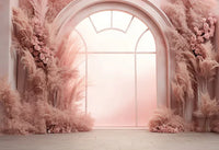 Pink Wedding Floral Backdrops Photography Bohemia Pampas Grass Birthday Decor Photo Background